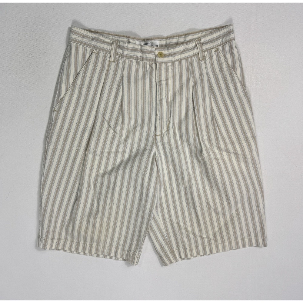 VTG Guess By Georges Marciano Men's 30x10.5 Shorts Off White Stripe Made In USA